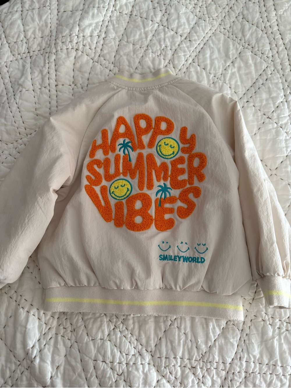 Zara 4t SmileyWorld Kids "Happy Summer Vibes" Cream Jacket